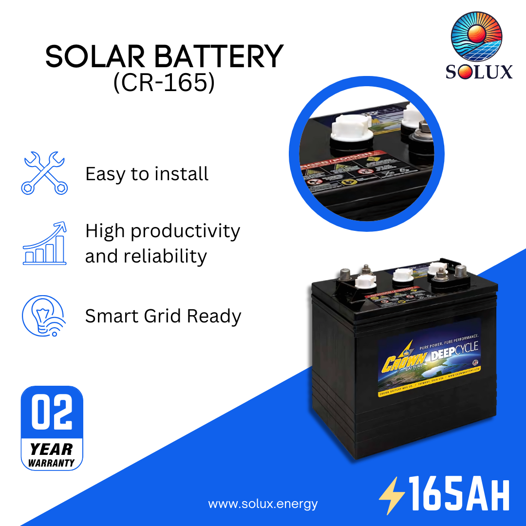 This is an image of CR-165 Crown Commercial Deep Cycle Battery 8 volt